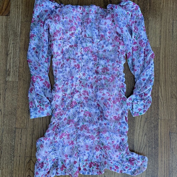 Women’s LS Mini Ruched Floral Dress - Picture 7 of 8